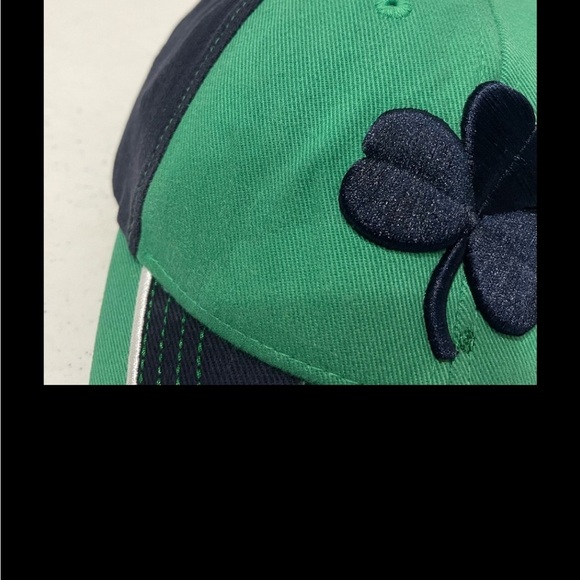 Notre Dame large clover logo baseball cap Adult size. Navy and green. - Picture 2 of 8